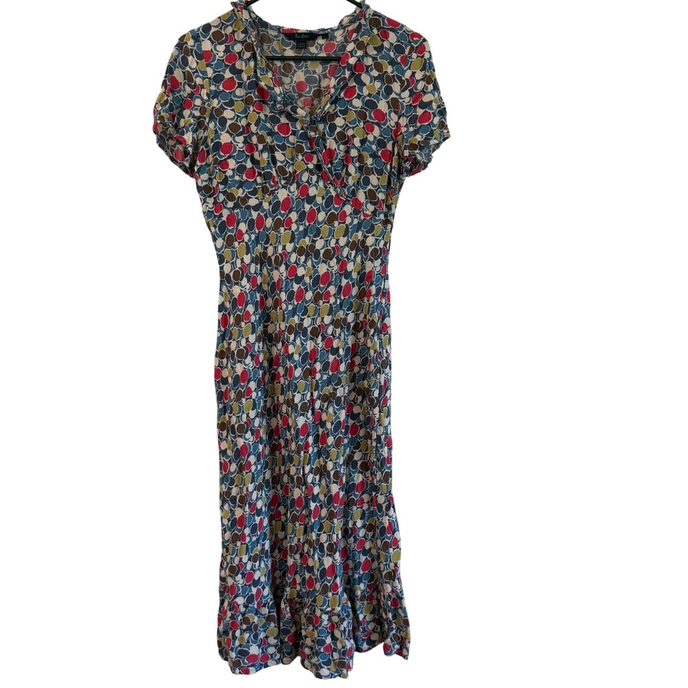 Boden Cotton V Neck Long Womens Colorful Polka Dot Dress 14L long large summer